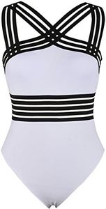 Hilor Modest Swimsuit for Curvy Women Tummy Control Bathing Suits Slimming Twist Front Swimwear White 3XL/US18