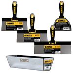 DEWALT Stainless Steel Taping Knife & Mud Pan Set + Free Bonus 6" Soft Grip Putty Knife | 8/10/12-Inch Blades | Soft Grip Handles | DXTT-3-174