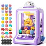 Jovow Claw Machine for Kids, Mini Vending Machine with Game Coins & Music, Prize Dispenser Toys for Girls and Boys, Electronic Claw Game Machine for Party Birthdays, Includes 30 Mini Toys