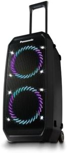 Panasonic SC-BMAX30 Portable Party Speaker with Bluetooth, Built-in Lights, Bass Reflex Port, 320W, USB, IPX4, Guitar & Mic Inputs for Karaoke, Black