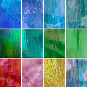 LITMIND 12 Sheets Iridescent Stained Glass Variety Pack - 6 x 4 Inch Cathedral Art Glass for Mosaic Crafts & Supplies, Assorted Colors Glass Sheets for Stunning Stained Glass Projects