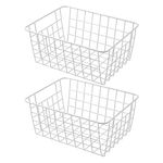 Brightalk 11'' Upright Freezer Storage Baskets, White Wire Storage Bins Small Bakset for Freezer, Pantry, Bathroom Organizing, Set of 2 (BT08001)