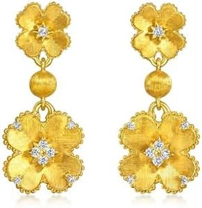 CHOW SANG SANG Gold Rhyme 999 Gold Diamond Four-Leaf Clovers Earrings for Women 96153E