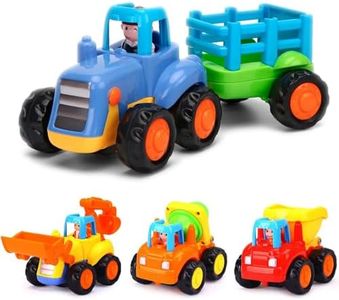 Yiosion Push and Go Friction Powered Cars Construction Vehicles Toy Set Tractor Bulldozer Mixer Truck Dumper for 1 2 3 Year Old Baby Toddlers Boys Gifts