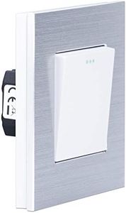Navaris Interruttore Luce Switch - Placca Muro con Cornice in Alluminio Antigraffio - Pulsante Parete per Lampade Indicatore LED 240V - Argento