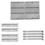 Replacement For Uniflame GBC850W Gas Grill Repair Kit Includes 4 Stainless Heat Plates, 4 Stainless Steel Burners and Porcelain Cast Grates