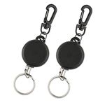 KUUQA 2 Pieces Heavy Duty Retractable Key Chain Badge Reel Clips with 60cm/ 23.6 Inches Steel Wire Rope