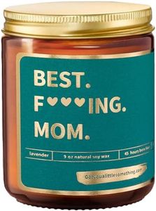 Best Fucking Mom Lavender Scented Candle Gifts for Mom for Birthday Valentines Mothers Day, Funny Inappropriate Gift Idea for Cool Moms from Daughter Son Kids Son Favorite Child ; 9oz Mom Candle