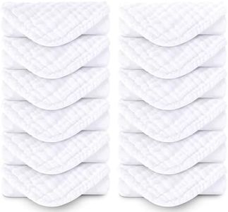 Spotted Play Muslin Burp Cloths 100% Cotton Large 20''x10'' Extra Soft and Absorbent Baby Wash Cloths Spit Up Rags - Baby Burping Cloth for Boys Girls Items(12 Pack White)
