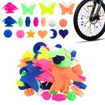 CKANDAY 133 Pieces Bike Wheel Spokes Beads, Colorful Bicycle Decoration Spoke Plastic Clip Round Decor Beads for Kids, Assorted Color and Shapes