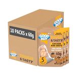 Good Boy Tough & Tasty Chicken Mini Knots - Natural Dog Treats - Long-Lasting Rawhide Alternative - Bulk Box - 10 x 60g
