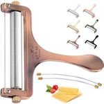 Zulay Cheese Slicer with Adjustable Thickness - Heavy Duty Stainless Steel Cheese Slicers with Wire - Premium Wire Cheese Slicer for Soft & Semi-Hard Cheeses - 2 Extra Wires Included (Copper)