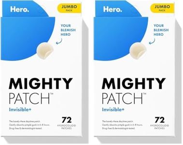 Mighty Patch™ Invisible+ Patch – The Barely-There Daytime Hydrocolloid Acne Pimple Patch for Covering Zits and Blemishes, Tapered Edges Designed to Blend Into Skin (72ct) (Pack of 2)