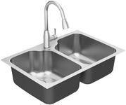 American Standard 20DB.332211L.075 Fairacres 33 x 22-Inch Stainless Steel 1-Hole Dual Mount Double Bowl Kitchen Sink with Pull-Down Faucet