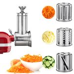 Stainless Steel Slicer Shredder Attachment for KitchenAid Mixers, Bigger Vegetable Salad Maker Accessories with 3 Blades, Dishwasher Safe