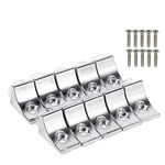 Glass Shelf Right Angle Fixing Clip Bracket with Suction Cup and Screws (Silver, Standard Size) -Pack of 10 Pieces