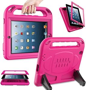 AVAWO Kids Case Built-in Screen Protector for iPad 2 3 4 （Old Model）- Shockproof Handle Stand Kids Friendly Compatible with iPad 2nd 3rd 4th Generation (Rose)