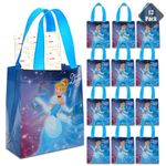 Cinderella Party Favor Bags Set – 12 Pack of 8" Cinderella Party Goodie Bags for Kids Bulk Reusable Mini Totes | Disney Birthday Party Supplies, Cinderella Goodie Bags for Kids, Cinderella Party Bags