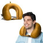 Neodrift TravelNeck - Travel Neck Pillow with Memory Foam Head Support for Airplane, Car, Train, Bus, and Home Use - Ultimate Comfort Velvet Cushion Travel Pillow (Color: Mustard)