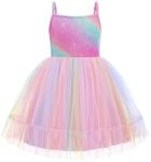 Arshiner Kids Girls Tutu Dress Rainbow Tulle School Graduation Formal Dresses Size 6 Ruffle Hem Cami Dress Summer Outfit