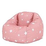 icon Kids Bean Bag Chair, Pink Bean Bag with Stars, Girls Bean Bag with Filling Included, Arrives Pre Filled