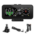 M60 Car Inclinometer Digital GPS HUD Pitch Angle Slope Meter MPH Speedometer with Compass for Off-Road SUV Vehicles