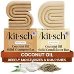 Kitsch Coconut Oil Shampoo and Conditioner Set – Deep Moisturizing Shampoo and Conditioner Bar for Dry Damaged Hair – Hydrating Solid Bars for Curly, Coily & Color Treated Hair – 2pcs