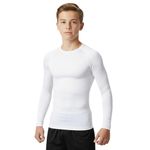 Boys Base Layer Thermal Kids PE Fitness Long Sleeve School MMA Boxing Gym T-Shirt Winter Outdoor Football Running Hiking Cycling Sports Compression Top (UK, Age, 9 Years, Regular, White)