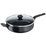 Tefal B55537 Easy Cook and Clean Sauté Pan 28 cm | Including Glass Lid | Non-Stick Coating | Safe | Thermal Signal | Diffusion Pan Base | Healthy Cooking | Black