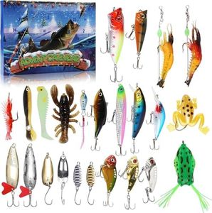 2024 Advent Calendar Fishing Christmas Countdown, 24 Days Fishing Lures Set for Fishers Adult Men Teen Boys, Christmas Fishing Advent Calendar Gift to Christmas, Husband, Friend (C)