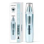 Ear and Nose Hair Trimmer Clipper - 2024 Professional Painless Eyebrow & Facial Hair Trimmer for Men Women, Battery-Operated Trimmer with IPX7 Waterproof, Dual Edge Blades for Easy Cleansing Blue