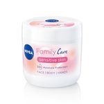 NIVEA Almond, Family Care Sensitive Moisturising Cream, Body Cream for Dry Skin, Sensitive Skin Moisturiser with Natural Almond Oil, Suitable for the Whole Family, 450 ml (Pack of 1)