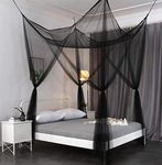 Octorose ? 4 Poster Bed Canopy Netting Functional Mosquito Net Full Queen King (Black)