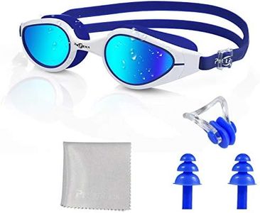 PHELRENA Swim Goggles, Anti Fog,No Leaking,UV Protection,Shatter-Proof, Clear Wide Vision Triathlon Swim Goggles
