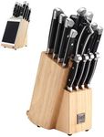 lief + svein German Steel Knife Block Set, 15-Piece Kitchen Knife Sets. German Stainless 1.4116 Steel. Unique Kitchen Knives Set with Ipad Holder. Ideal knife set with block and sharpener.