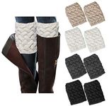 4 Pairs Womens Leg Warmers, Winter Warm Boots Socks Crochet Knitted Short Boot Cuffs Topper Socks Christmas Gifts(one size,Khaki/White/Gray/Black)