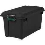 IRIS USA Remington 82 Quart WEATHERTIGHT Storage Box, Store-It-All Utility Tote, 4 Pack, Black (296005)