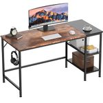 HOMIDEC Office Desk, Computer Desk With Bookshelf, 120 x 50 x 75 cm Study Writing PC Desk for Home Working with Storage Shelves, Desk for Home Office Bedroom, Vintage