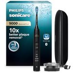 Philips Sonicare DiamondClean 9000 Electric Toothbrush - with App, Pressure Sensor, 4 Brushing Modes, 3 Intensities, Charging Stand, USB Travel Case, Black, Model HX9911/39, UK 2-Pin Bathroom Plug