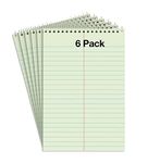 Steno Pads Notebooks, Top Bound Spiral Steno Book - Gregg Ruled, Green Tint, 80 Sheets Per Notepad - 6 x 9 Inch - Great for Note-taking and Making to-do Lists - 6 Pack