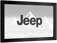 Trademark Global Framed Bar Mirror- Jeep Sand Mountain, Glass Beer Sign, Ready-to-Hang Black Frame for Pub, Game Room, Garage or Man Cave