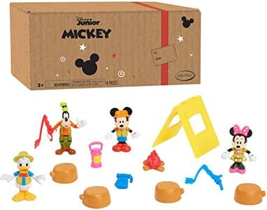 Disney Junior Mickey Mouse Funhouse 14 Piece Camping Figure Set, Mickey Mouse, Minnie Mouse, Donald Duck, and Goofy, Amazon Exclusive, by Just Play