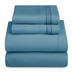 Hearth & Harbor Full XL Size Sheets - 4 Piece Bed Sheet Set, Hotel Luxury Double Brushed Bed Sheets - Extra Soft Bedding Sheets & Pillowcases, Full XL, Blue Heaven