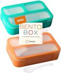 Mini Lunch-Box Snack Containers for Kids | Small Bento-Box Portion Container | Toddler Pre-School | Leak-Proof Boxes for Work, Travel | Best for Adults Boys or Girls | Blue + Orange Set of 2…