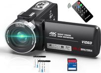 Video Camera Camcorder HD 4K 48MP with IR Night Vision, 18X Digital Zoom Webcam Recorder 3.0'' 270° Rotation Touchscreen Vlogging Camera for YouTube with Remote Control, 2 Batteries, and 32GB SD Card