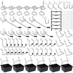 FRIMOONY Pegboard Hooks Assortment, for Organizing Various Tools, with Pegboard Bins, 107 PCS, 48 of Which are Locks