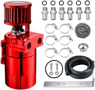 EVIL ENERGY Oil Catch Can, 300ML Baffled Oil Can with Breather Filter, Universal Aluminum Air Oil Separator Breather Tank with 3/8" ID 5FT NBR Fuel Hose Kit