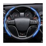 CGEAMDY Car Steering Wheel Cover, Universal Microfiber Leather Auto Steering Wheel Protector, Anti-Slip Steering Wheel Vehicle Interior Accessories for Cars, SUVs, Trucks and Vans (Blue)