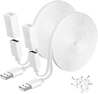 Itramax Flat USB Extension Cable White 20FT/6M 2Pack,USB Extender Wire Long Power Cord for WYZE Cam V4 V3 V2,OG,Ring,Google Nest,Blink Mini,XT,WYZE Camera Extension Cable Outdoor Indoor Weatherproof