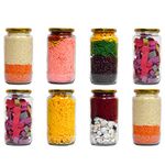 STAR WORK 1000 Gram Glass Jar with Air Tight Gold Lid for Kitchen Dried Masla Storage Jar,Honey Jar,Jar and Container,Spice Masala Jar,Glass,Visible Glass Jar for Kitchen Storage Set of (8)